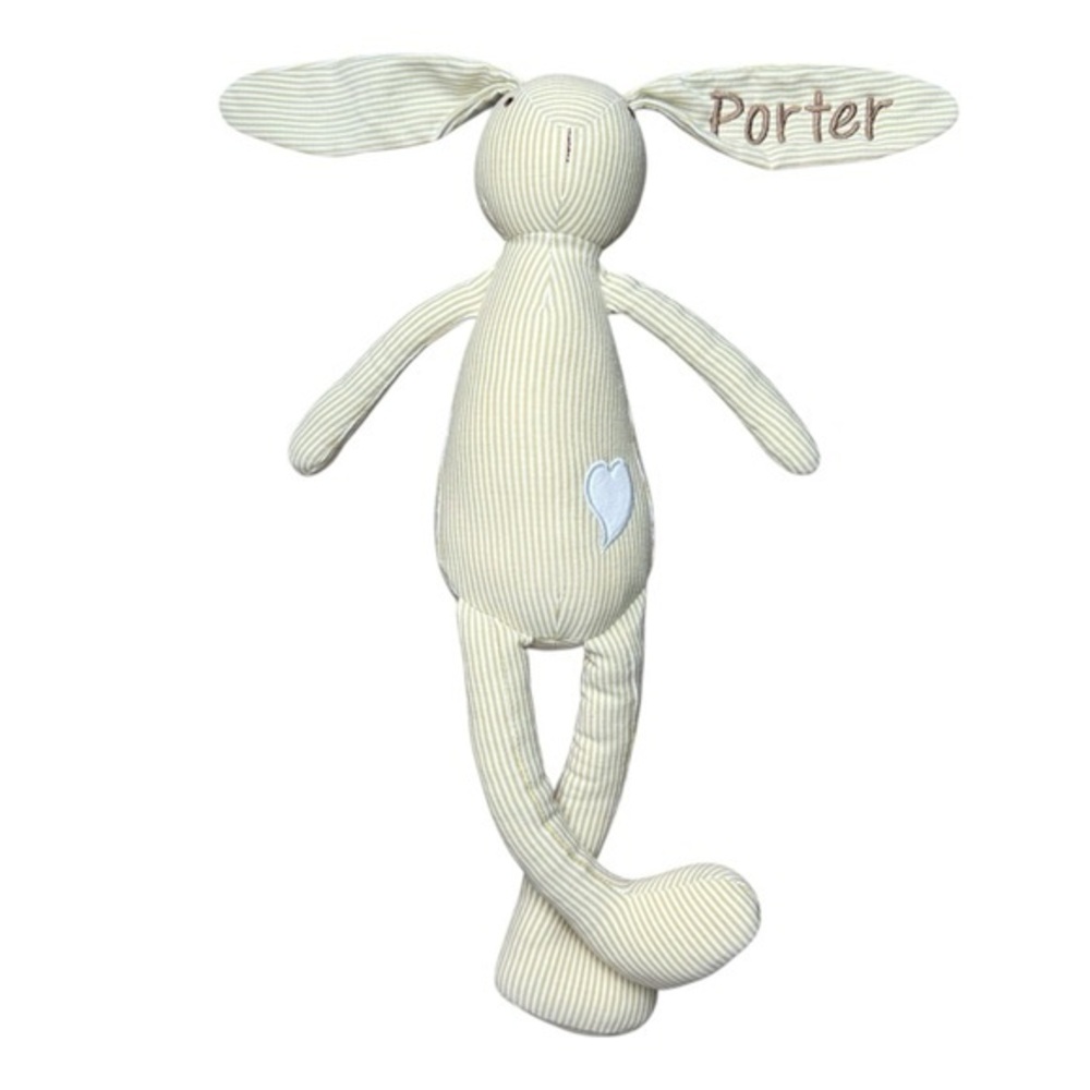Mom’s Creation Striped Easter Stuffed Bunny ‎ Porter Long Ears Heart
